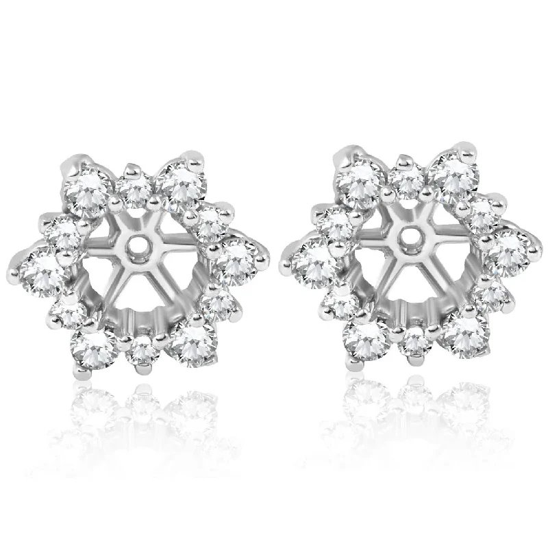 Hoop earrings with heart-shaped frames for a romantic and feminine look-7/8ct Diamond Earring Studs Jackets 14K White Gold (5.5-6mm)