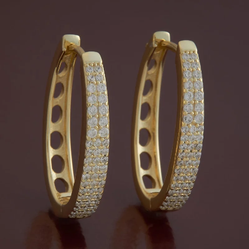 Stylish hoop earrings with diamond accents for an elegant and sparkling effect-92.5 Silver Earring 180649