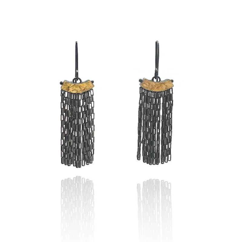 Hoop earrings with braided patterns for a detailed and textured finish-Arch Fringe Earrings