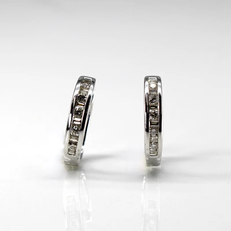 Hoop earrings with oversized pearl accents for a statement-making look-Channel Set Diamond Huggie Earrings | 0.32ctw |