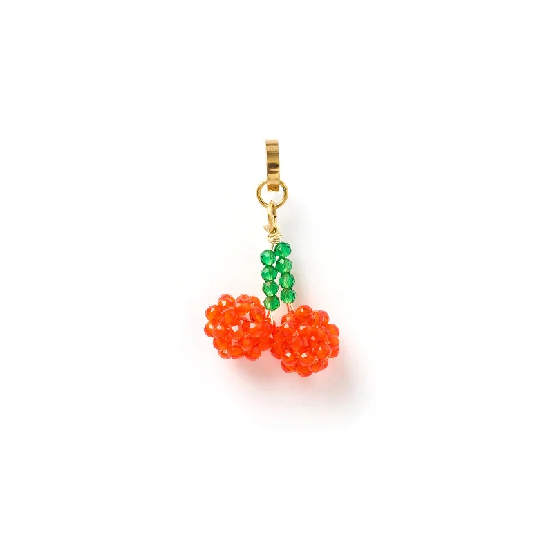 Hoop earrings with rhinestone-studded rims for a glamorous touch-Cherry Beaded Charm