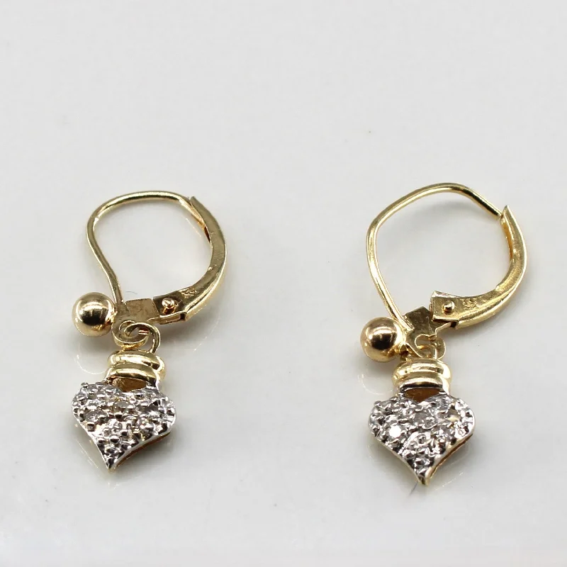 Hoop earrings with polished metal for a shiny and high-quality finish-Cluster Diamond Dangle Heart Earrings | 0.04ctw |