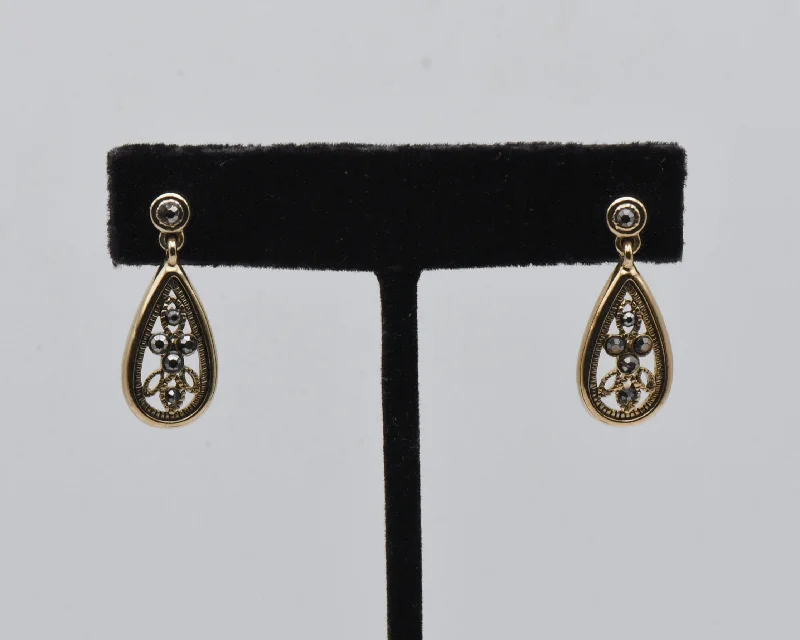 Best hoop earrings with detachable studs for a versatile and adjustable accessory-Vintage Gold Tone Metal Earrings