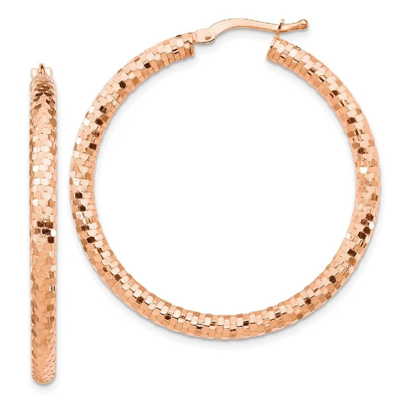 Hoop earrings with a matte finish for a sleek and sophisticated appearance-Curata 14k Rose Gold 3x30mm Sparkle Cut Hoop Earrings