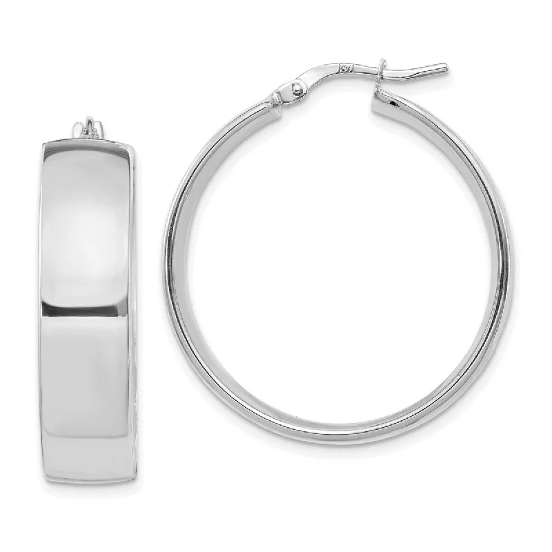 Hoop earrings with cut-out designs for a creative and lightweight effect-Curata 14k White Gold 40x7.75mm Polished Hoop Earrings