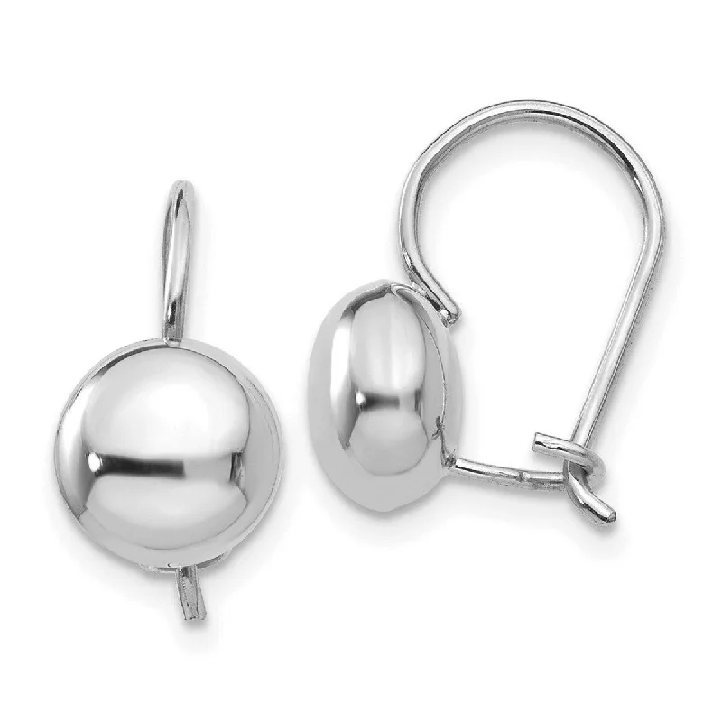 Hoop earrings with hearts for a sweet and romantic gesture-Curata 14k White Gold Polished 8mm Button Kidney Wire Earrings