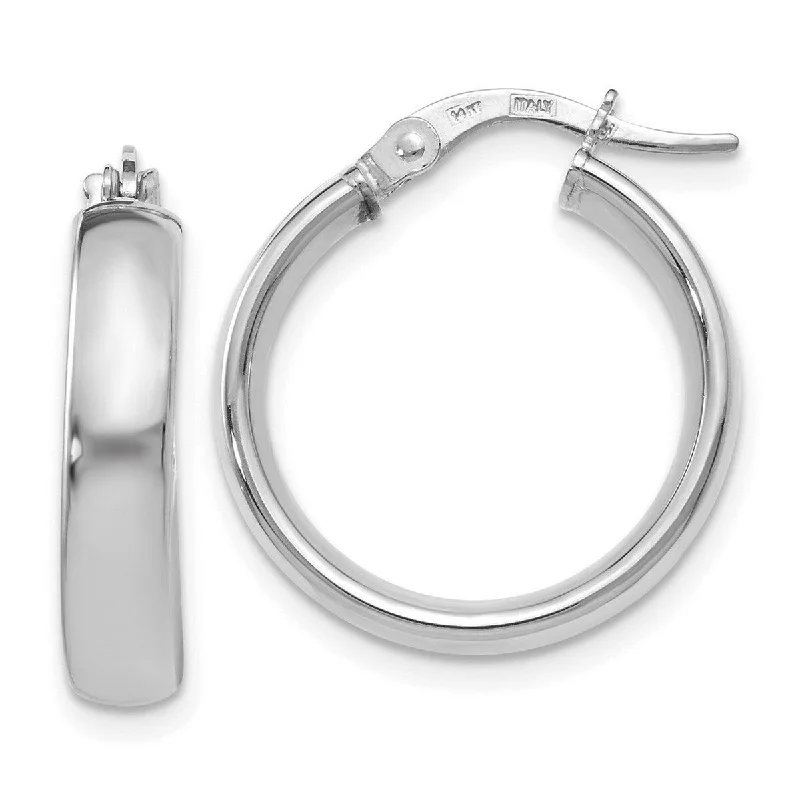 Small hoop earrings for a delicate and understated everyday wear-Curata 14k White Gold Polished Domed 20.5x4mm Classic Hoop Earrings