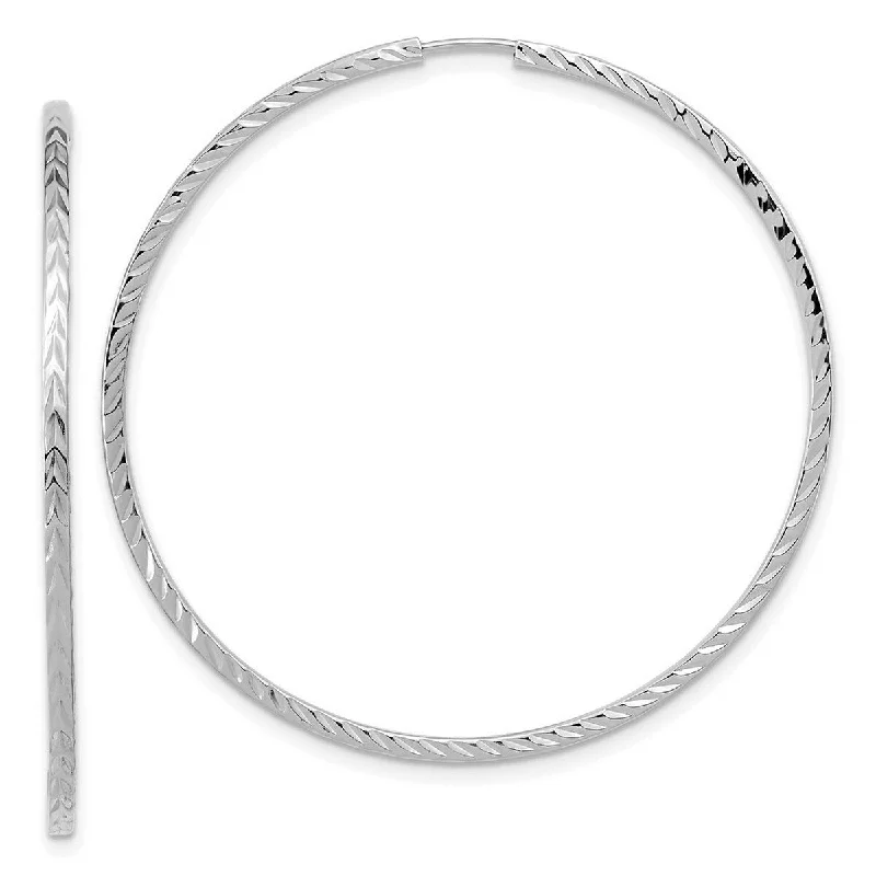 Hoop earrings with a matte finish for a sleek and sophisticated appearance-Curata 14k White Gold Sparkle Cut Square Tube Endless Hoop Earrings - 44x45mm Wide 1.35mm Thick