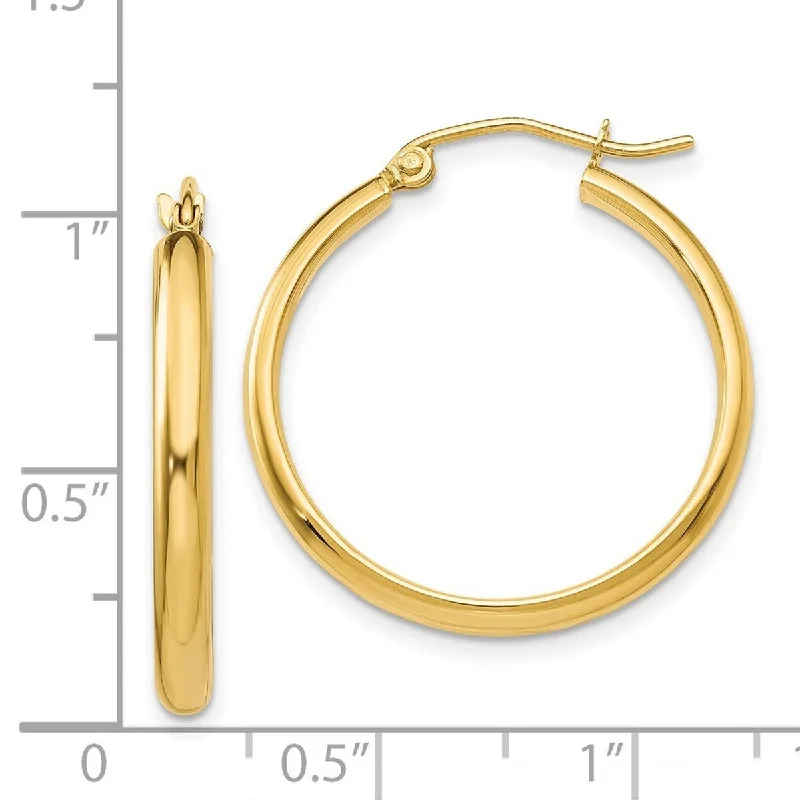 Hoop earrings with enamel stripes for a colorful and eye-catching design-Curata 14k Yellow Gold Polished Hoop Earrings - 2.75x26mm