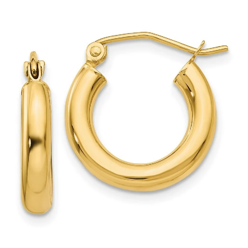 Large hoop earrings for a bold and statement-making fashion accessory-Curata 14k Yellow Gold Polished Lightweight 3x16mm Classic Hoop Earrings