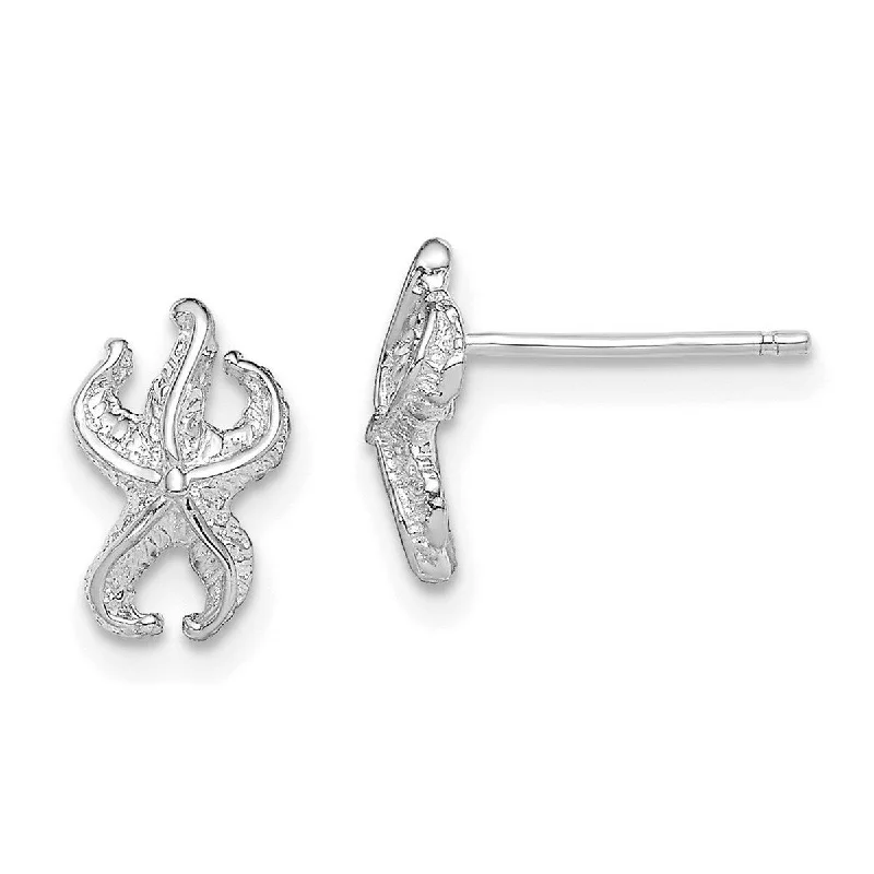 Medium hoop earrings for an everyday look with the perfect balance of style-Curata 14k Yellow or White Gold Small Sea shell Nautical Starfish Post Earrings 10.3x6.5mm