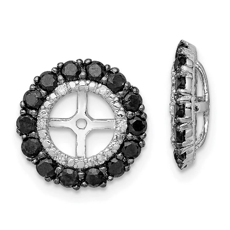 Best hoop earrings with custom designs for a personalized, unique accessory-Curata 925 Sterling Silver Diamond and Black Sapphire Earrings Jacket Measures 13x13mm Wide