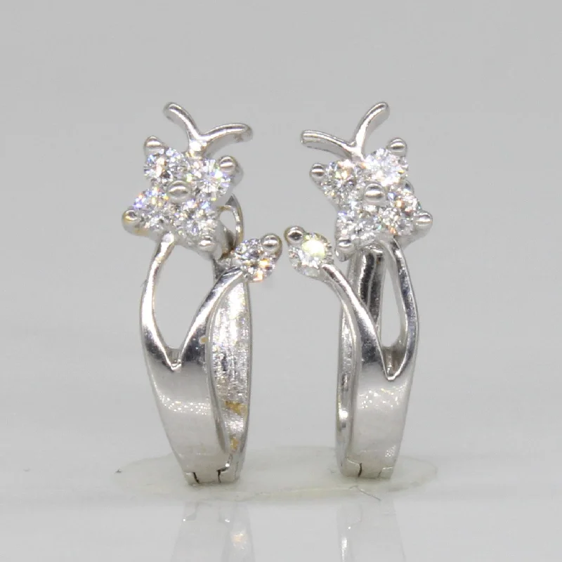 Hoop earrings with heart-shaped frames for a romantic and feminine look-18k White Gold Diamond Earrings | 0.15ctw |