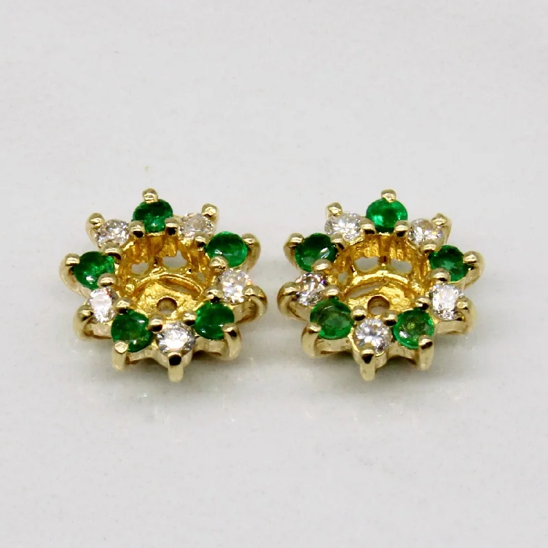 Best hoop earrings with hammered gold for a rustic yet elegant look-Diamond & Emerald Earring Jackets | 0.15ctw, 0.12ctw |