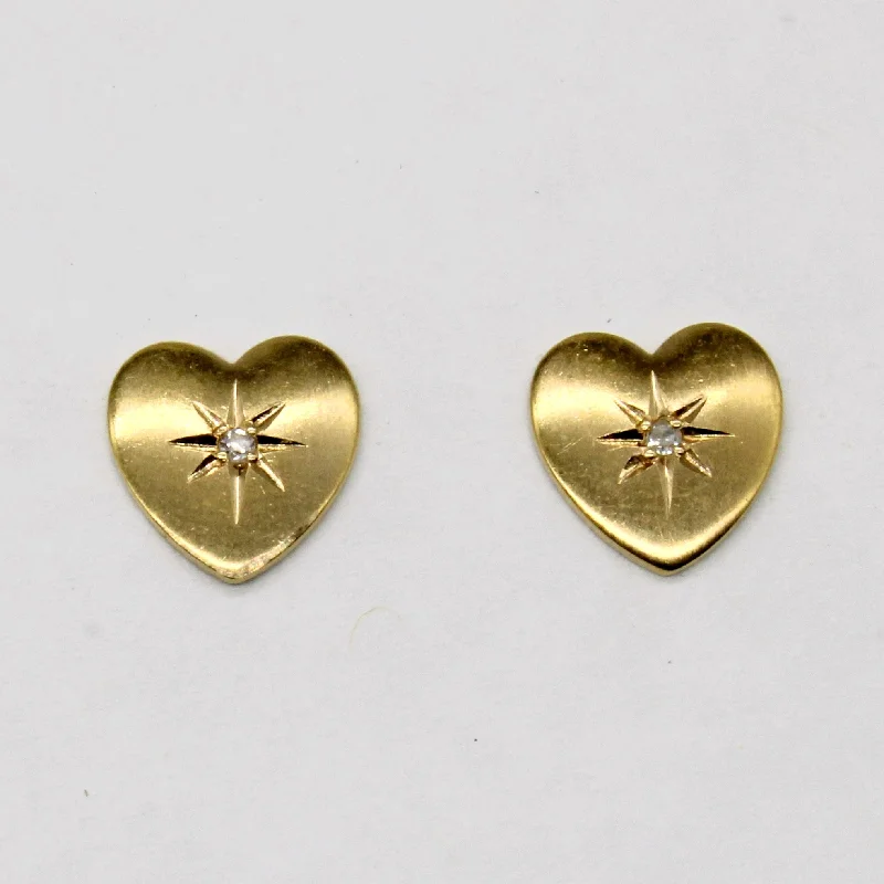 Hoop earrings with satin finishes for a smooth and elegant appearance-14k Yellow Gold Diamond Heart Earrings | 0.01ctw |