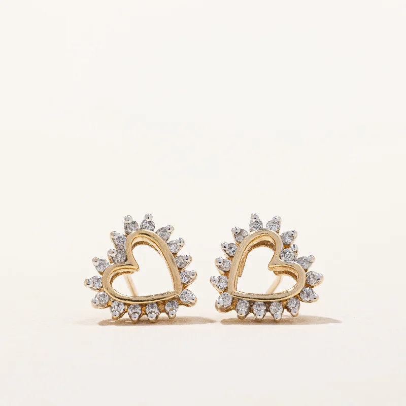 Hoop earrings with braided patterns for a detailed and textured finish-Diamond Heart Earrings | 0.16ctw |