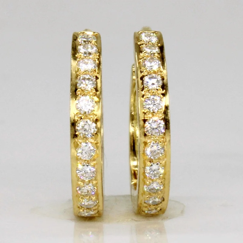 Best hoop earrings with floral designs for a feminine and delicate look-18k Yellow Gold Diamond Hoop Earrings | 0.24ctw |