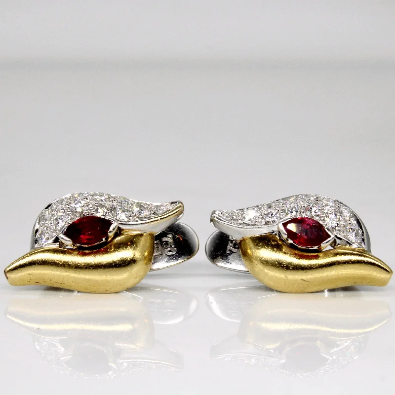 Best hoop earrings with geometric hexagon shapes for a modern, angular look-Diamond & Ruby Earrings | 0.52ctw, 0.40ctw |