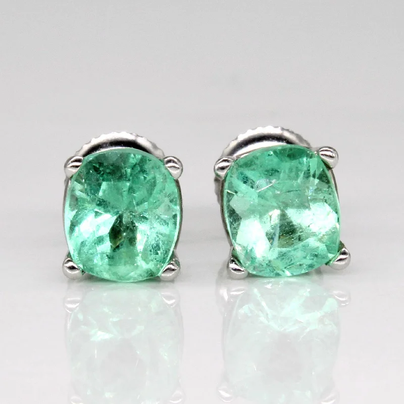 Best hoop earrings with textured silver for a rustic and organic finish-Oval Cut Emerald Earrings | 2.30ctw |