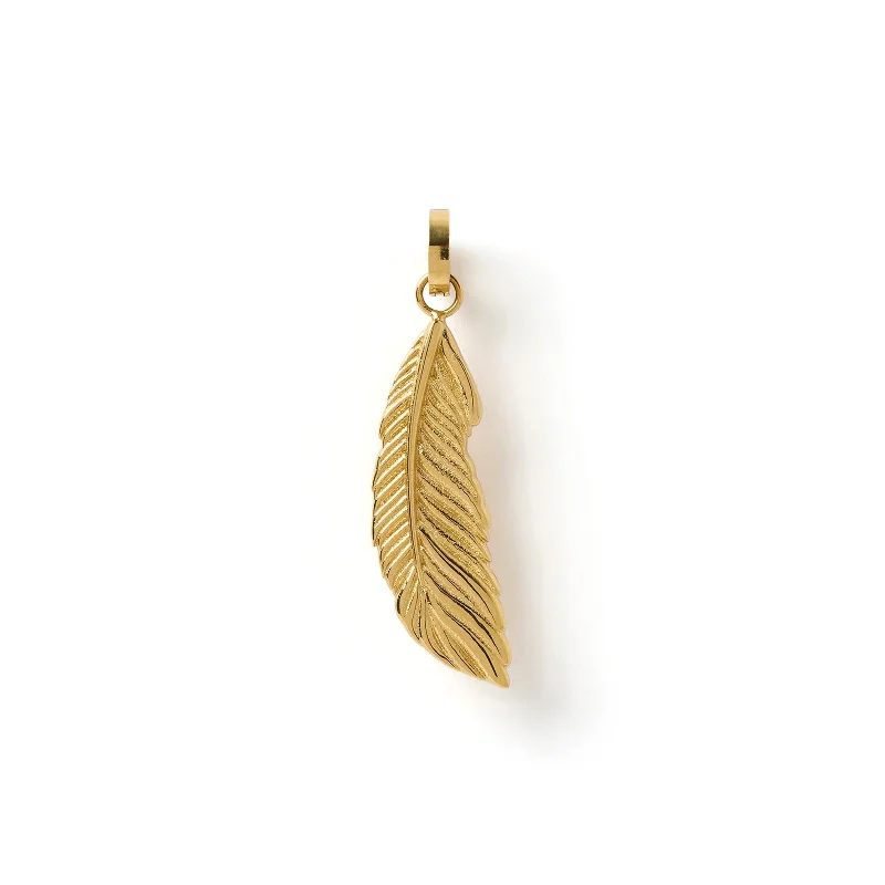 Best hoop earrings with tribal designs for a cultural and exotic aesthetic-Feather Charm