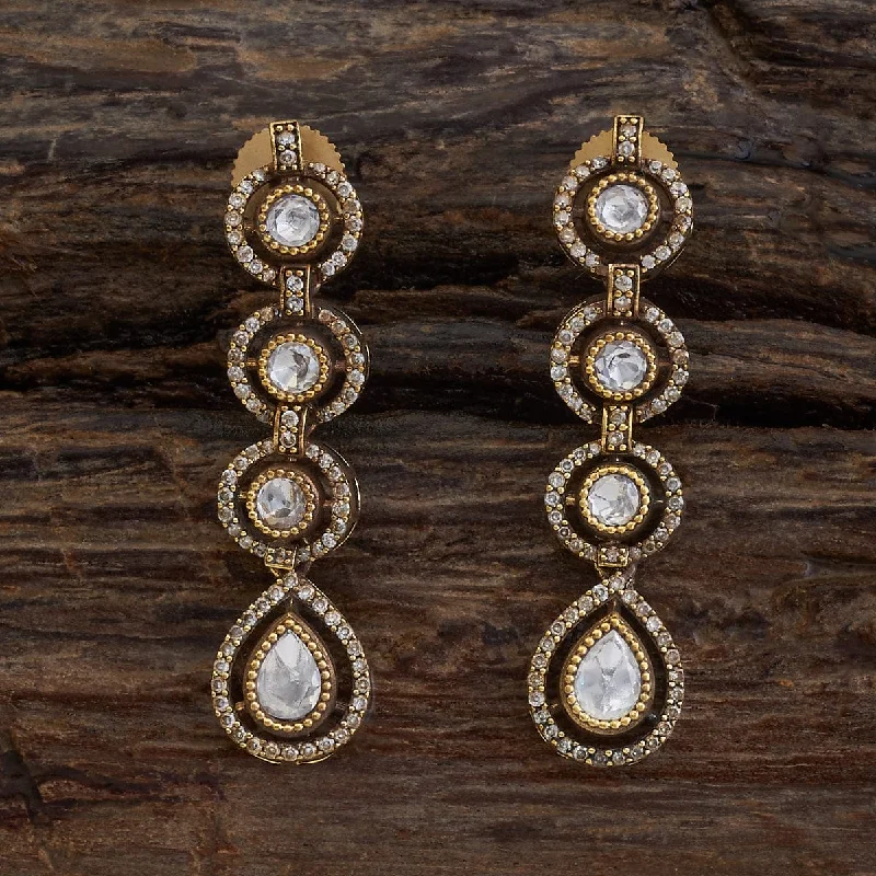 Hoop earrings with enamel stripes for a colorful and eye-catching design-Kundan Earring 174495