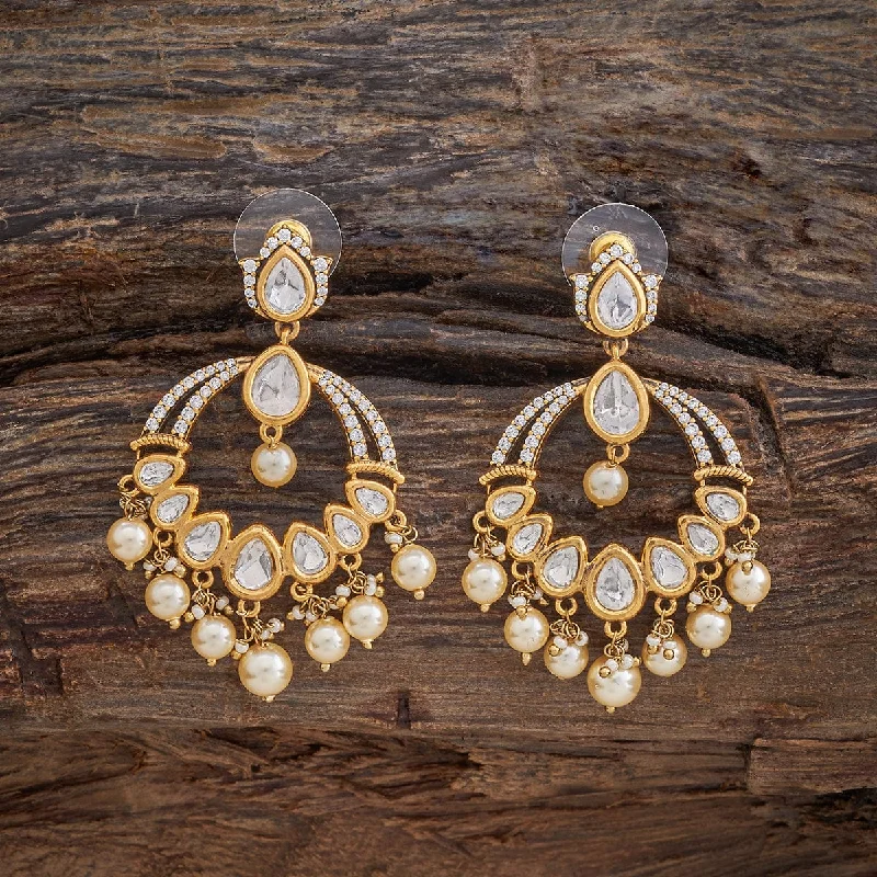 Hoop earrings with diamond-cut surfaces for added sparkle and shine-Kundan Earring 177603