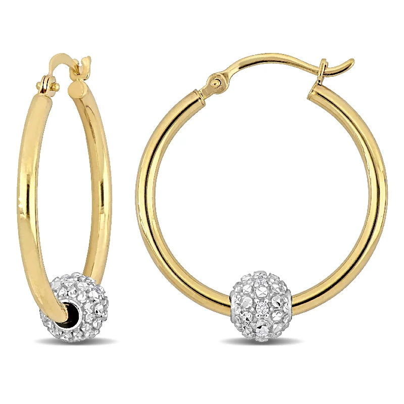 Best hoop earrings with snake-inspired designs for an edgy and fierce vibe-Mimi & Max 1/8ct TGW Cubic Zirconia Beaded Hoop Earrings in 14k Yellow Gold