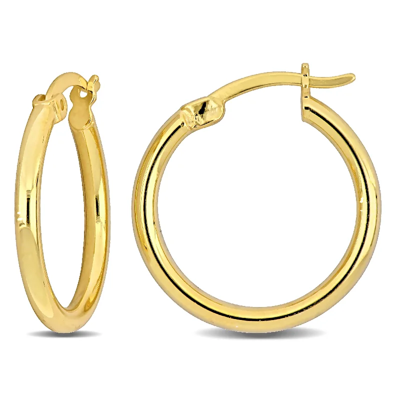 Best hoop earrings with blackened metal for an edgy and bold appearance-Mimi & Max 20x2mm Round Hoop Earrings in Yellow Plated Silver