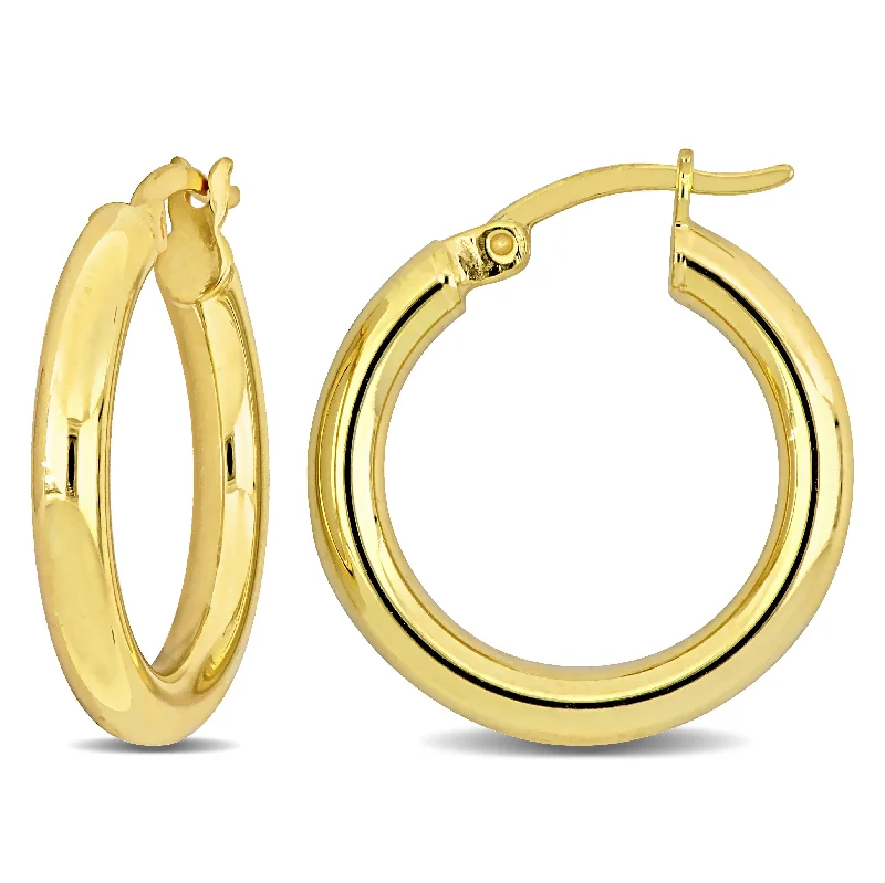 Best hoop earrings with twisted rope designs for a nautical-inspired style-Mimi & Max 20x3mm Round Hoop Earrings in Yellow Plated Silver