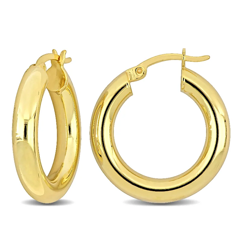 Best hoop earrings with detachable studs for a versatile and adjustable accessory-Mimi & Max 23x4mm Round Hoop Earrings in Yellow Silver