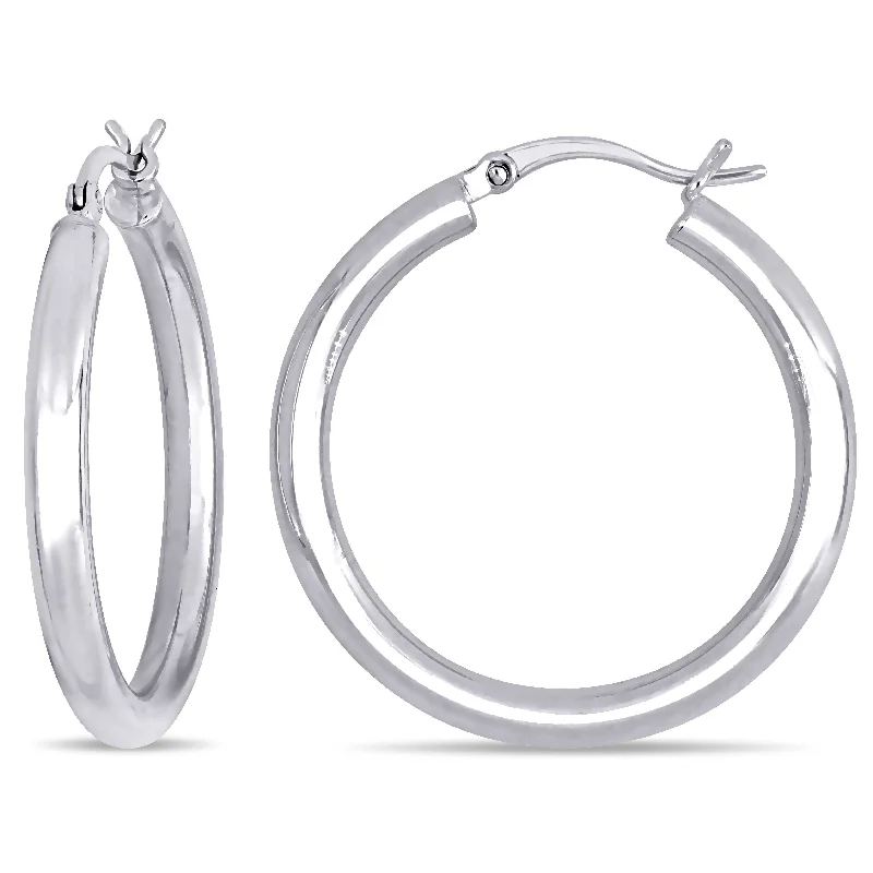 Best hoop earrings with cubic zirconia for a budget-friendly, dazzling look-Mimi & Max 30mm Hoop Earrings in 10k White Gold (3mm Wide)