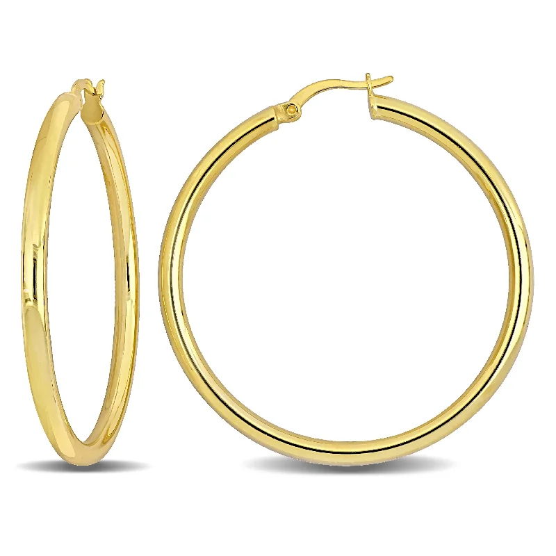 Best hoop earrings with geometric cuts for a sharp, modern appeal-Mimi & Max 45x3mm Hoop Earrings in Yellow Plated Silver