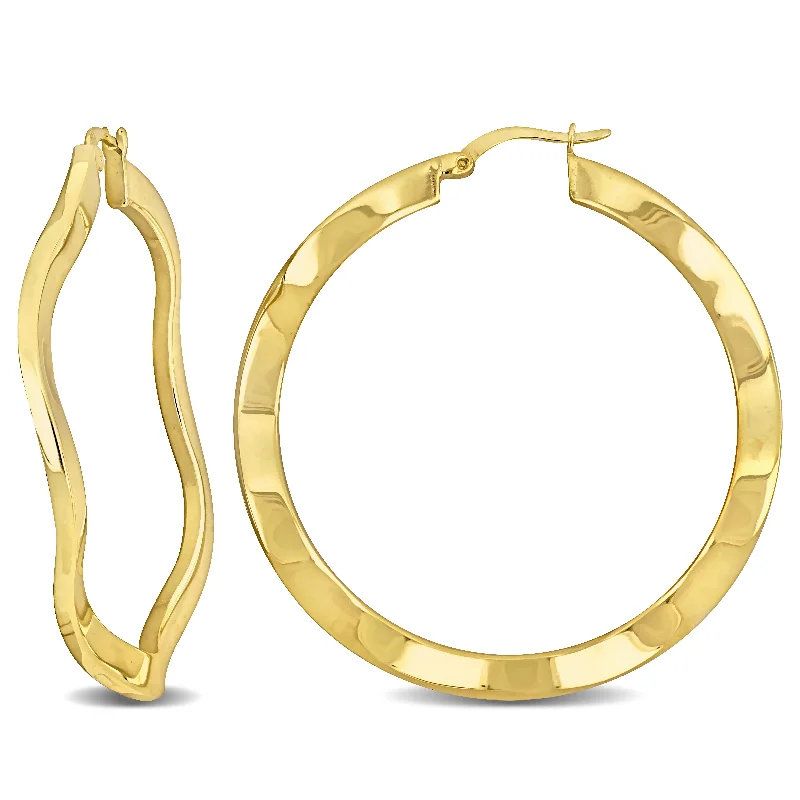 Best hoop earrings with crescent-shaped designs for a bold, moon-inspired style-Mimi & Max 46x2.5mm Wave Hoop Earrings in Yellow Plated Silver