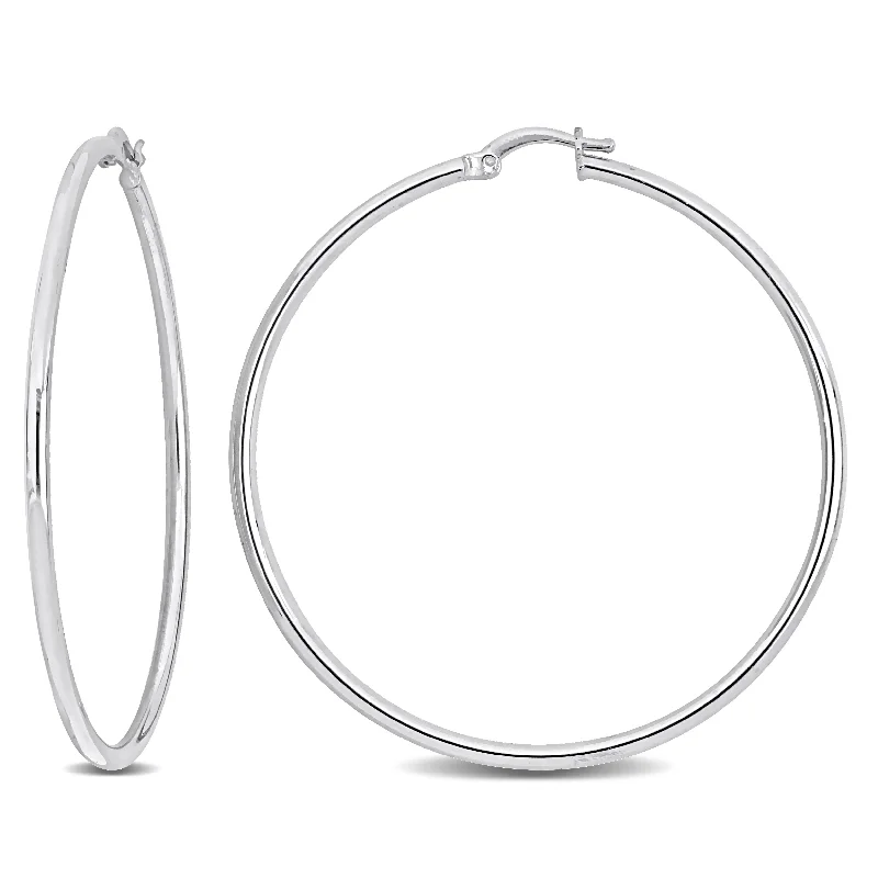 Best hoop earrings with geometric pendants for a modern, chic appeal-Mimi & Max 53x2mm Hoop Earrings in Sterling Silver