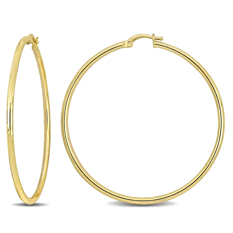 Best hoop earrings with snake-inspired designs for an edgy and fierce vibe-Mimi & Max 53x2mm Hoop Earrings in Yellow Plated Silver