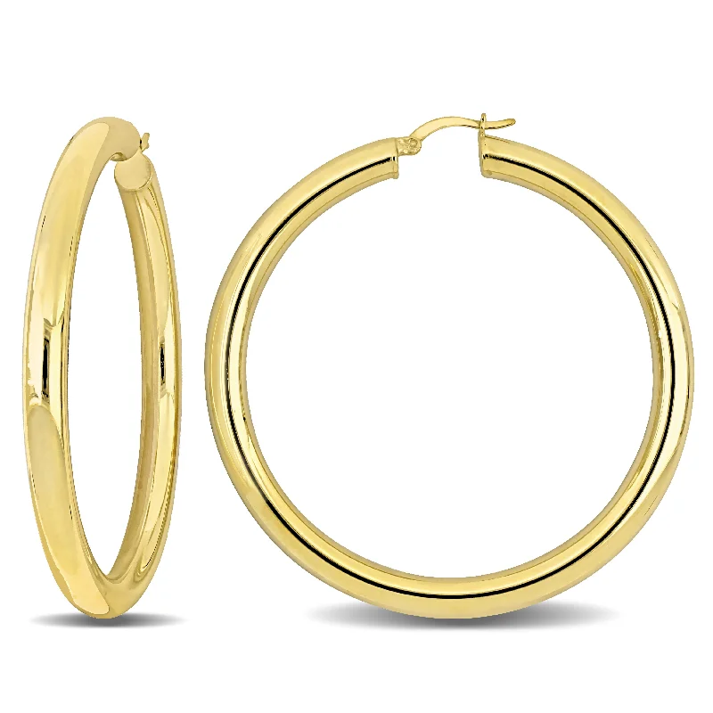 Best hoop earrings with satin ribbons for a soft, feminine appearance-Mimi & Max 60x5mm Hoop Earrings in Yellow Plated Silver