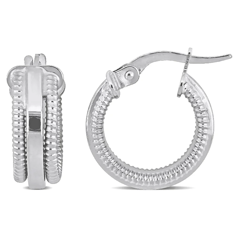 Best hoop earrings with butterfly motifs for a playful and whimsical appearance-Mimi & Max Textured Hoop Earrings in 10k White Gold