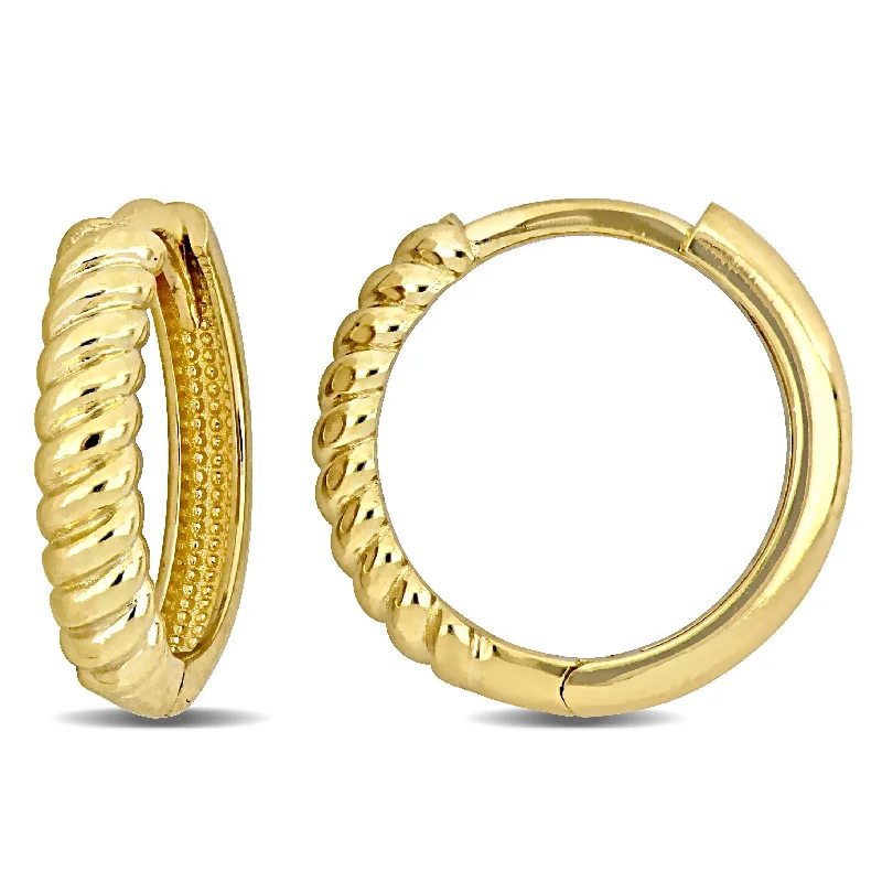 Hoop earrings with resin accents for a bold and colorful design-Mimi & Max Twist Design Mini Hoop Earrings in 14k Yellow Gold