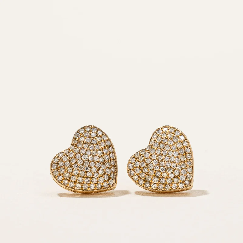 Hoop earrings with dangling charms for a playful and fun look-Pave Set Diamond Heart Earrings | 0.50ctw |