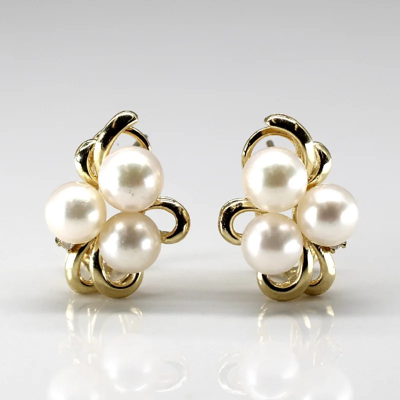 Best hoop earrings with gold for a luxurious and timeless look-Pearls & Diamond Earrings | 0.02ctw |