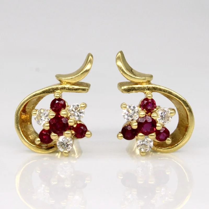 Best hoop earrings with matching bracelets for a coordinated jewelry set-Ruby & Diamond Earrings | 0.20ctw, 0.18ctw |