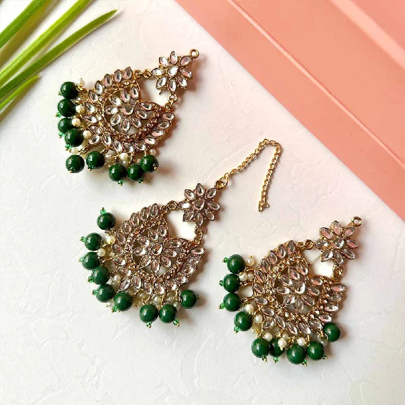 Best hoop earrings with minimal embellishments for a sleek and modern look-Sameera Earrings/Teeka Set (Green)