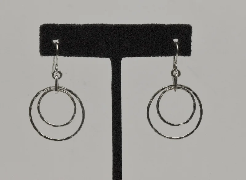 Best hoop earrings with matte finish for a sophisticated, understated design-Vintage Handmade Silver Circle Dangle Earrings