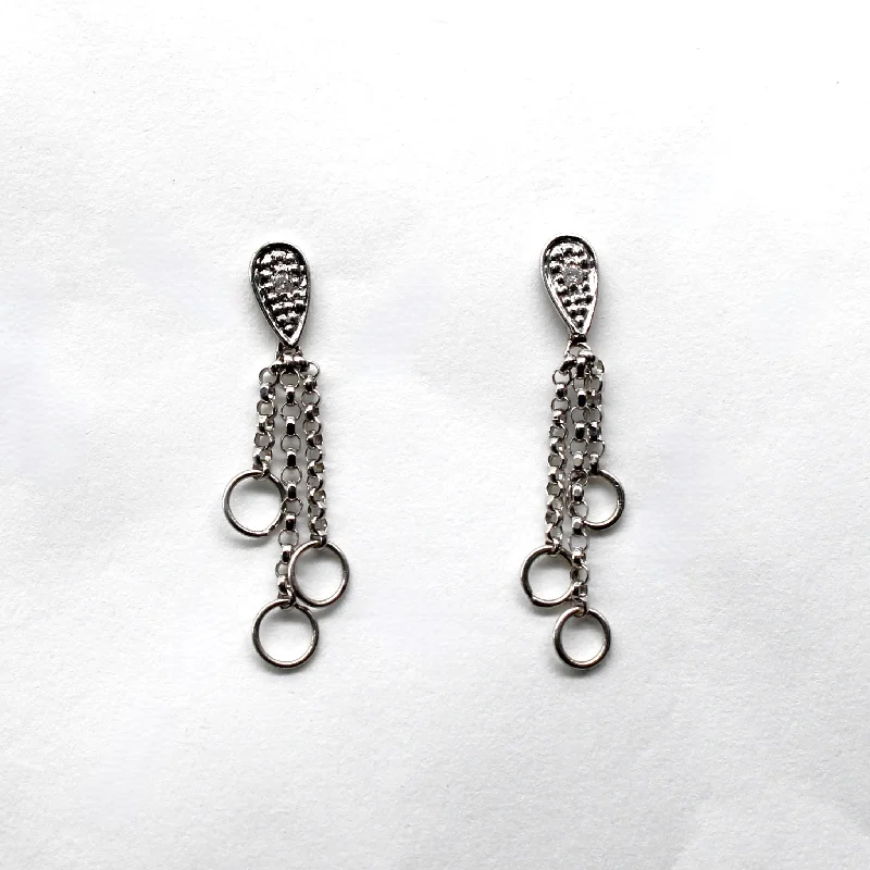 Hoop earrings with cut-out designs for a creative and lightweight effect-White Gold Diamond Dangle Earrings | 0.01ctw |