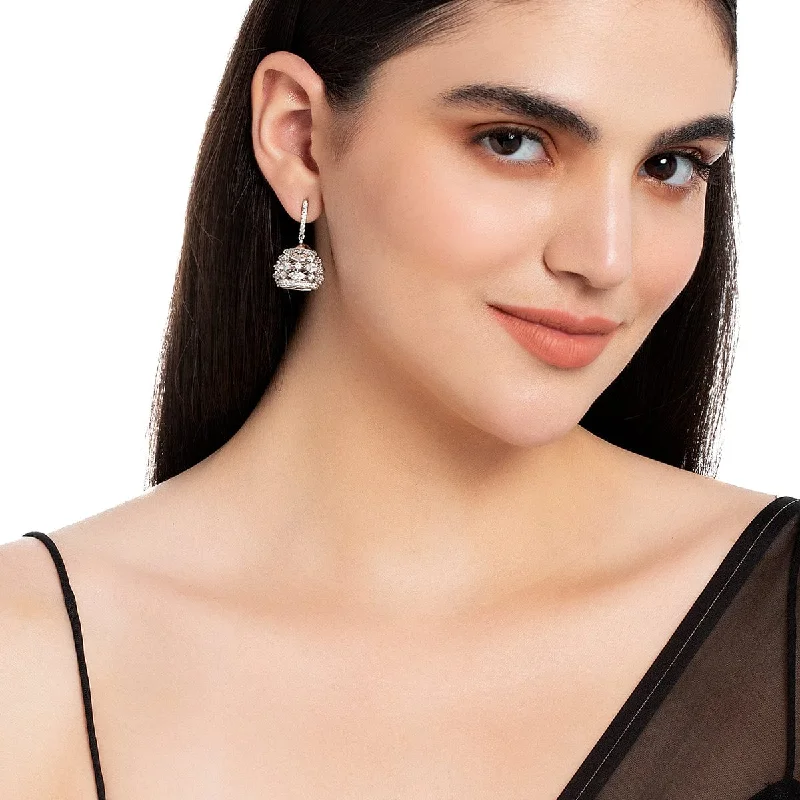 Hoop earrings with pearl accents for a chic and classic style-Zircon Earring 154275